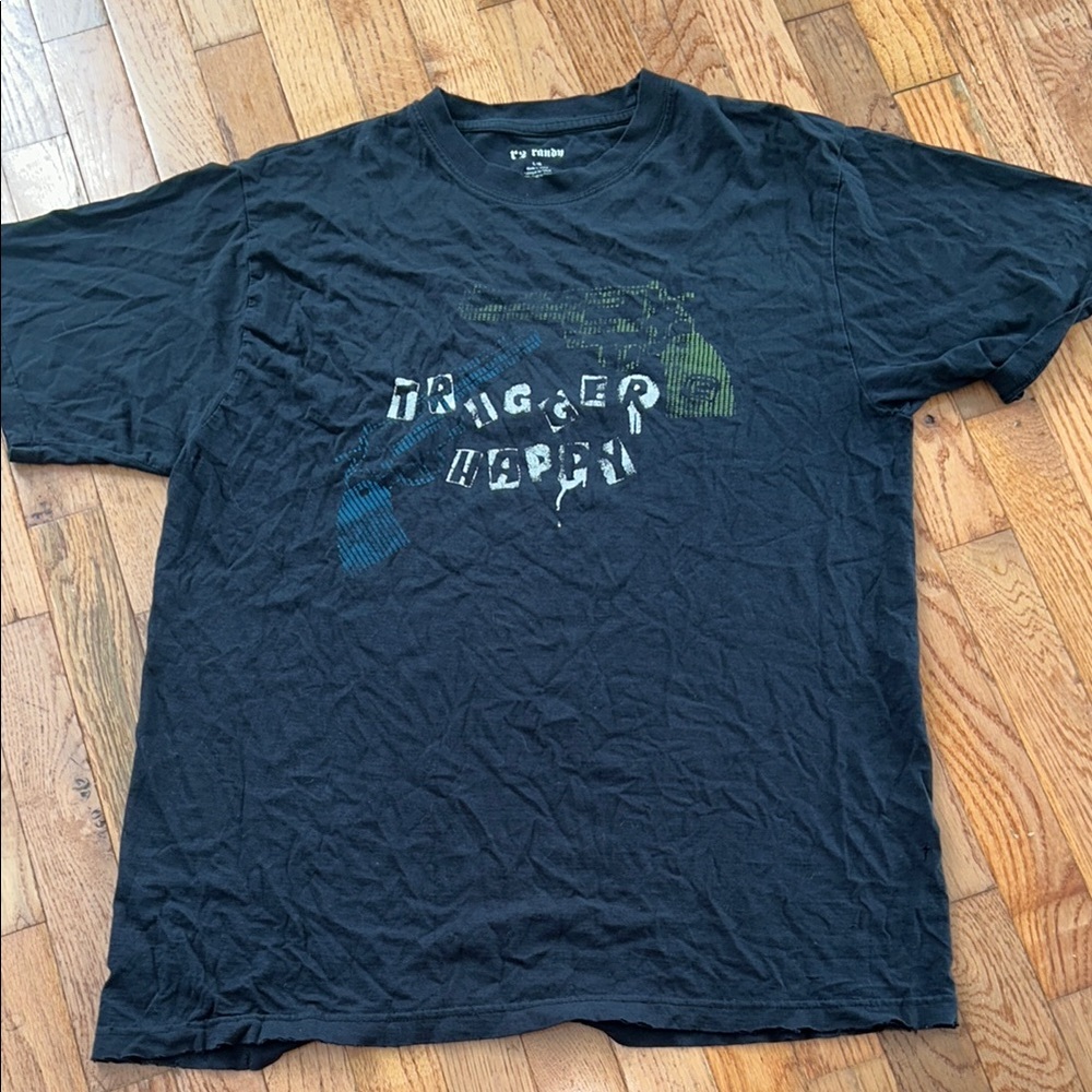Faded Glory Black Short Sleeve Tee Graphic Cotton